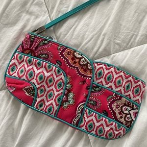 Vera Bradley Turquoise Pink Paisley Boho Bag Clutch Wristlet Purse